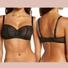 NWT $98 Chantelle [ 34E US ] Day to Night Underwire Demi Bra in Black U1604