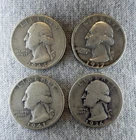 Silver Washington Quarters Qty 4 90% Junk Silver Coins 1936-S, 37-S, 41-P, 44-S