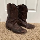 Vtg Code West Men’s Brown Leather Cowboy Boots Size 10.5 Western w/Star Toe Tips — photo 1