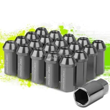 JDM ALUMINUM GUN METAL M12X1.5 25MM OD CLOSED-END 50MM LUG NUTS 20PC/SET+ADAPTER