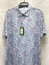 NWT ROBERT GRAHAM Basel Clubhouse UV Golf SS polo multi abstract allover L