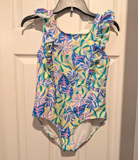 Cat Jack Girls Floral Tropical One Piece Swimsuit Multicolor Plus L 10/12