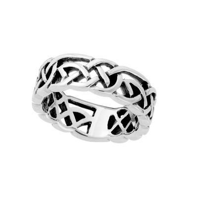 Silberner keltischer Ring Sterlingsilber 925 Dreifaltigkeitsknoten klassisch irisches Zopfband