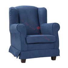 Poltrona imbottita BERGERE in tessuto sfoderabile Blu
