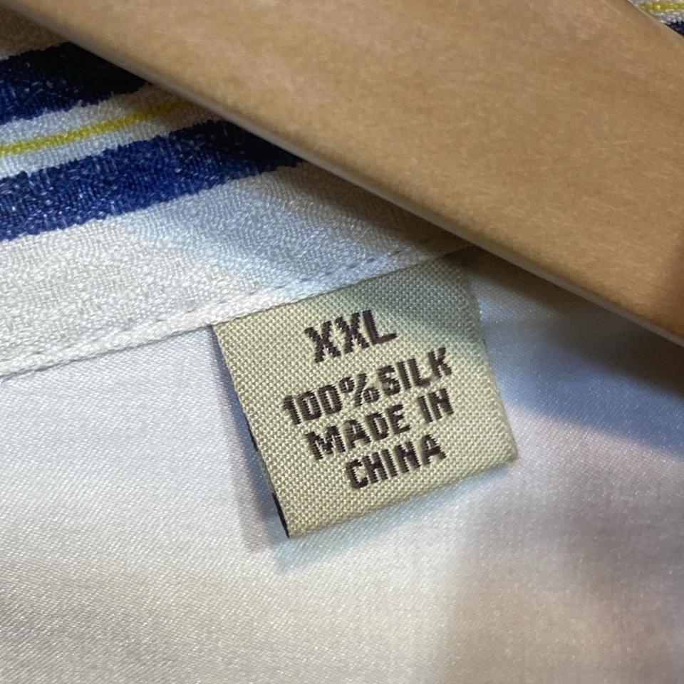 Camisa TOMMY BAHAMA Para Hombres 2XL Azul Rayas Manga Corta Abotonada Campamento Soprano T4 Foto 3 de 4