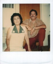 Old Vintage Photo COLOR POLAROID MAN WOMAN COUPLE DUO IN ROOM PHOTOGRAPH