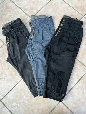 3x Khujo Bermuda Hose 26 Schwarz + Grau Sommer Paket Set