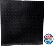 Wall Control 30-P-3232B Black Metal Pegboard Pack - Two 32" H x 16" W Pegboards