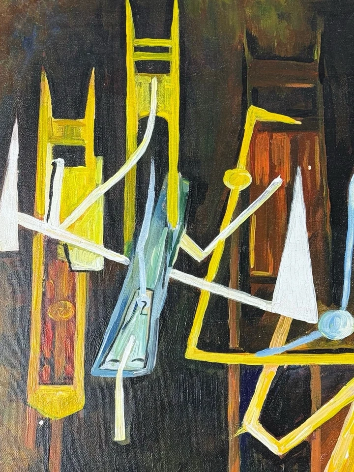 Pintura al óleo sobre lienzo Wifredo Lam (hecha a mano) firmada y estampada Foto 3 de 4
