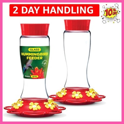 Hummingbird Feeder 30 oz [Set of 2] Glass Hummingbird Feeders for Outdoors - ...