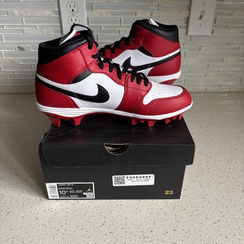 Nike Air Jordan 1 Mid TD Chicago Football Cleats Mens Size 10.5 - Picture 1 of 15