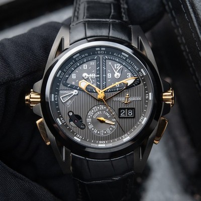 Ulysse Nardin Sonata Streamline Cathedral Dual Time Alarm Black Titanium Watch