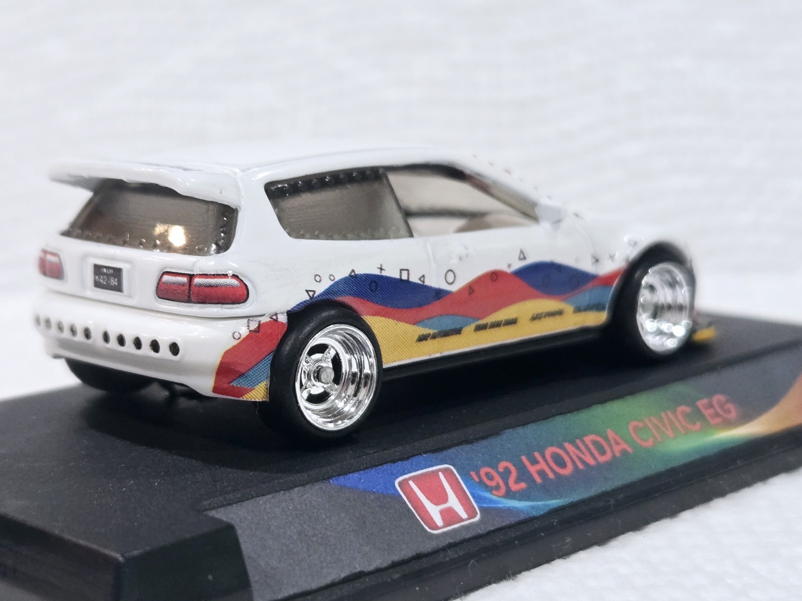 😎👍 CUSTOM Display Hot Wheels '92 Honda Civic EG Playstation Real Riders