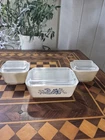 Vintage Pyrex Homestead Refrigerator Dish Set Of 3 501s & 502 And Lids