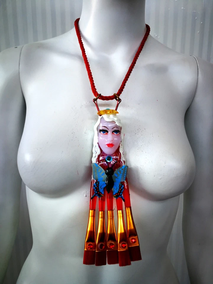 Colgante Cabeza Muñeca Cuento de Hadas Mariposa Belle Epoque Joyería Art Deco Art Nouveau Foto 2 de 4