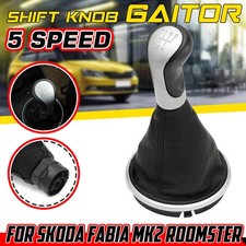 5 Gang Schaltknauf + Schaltmanschette Silber Kappe für Skoda Fabia MK2 Roomster