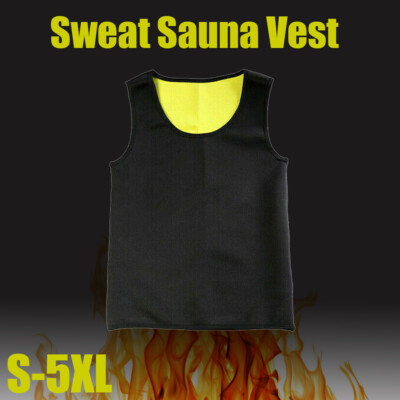 Men Sauna Suit Sweat Vest Neoprene Tank Top T-Shirt Body Shaper Waist  Trainer US