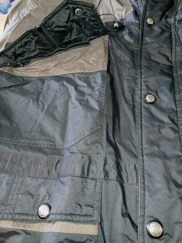 Chaqueta de Lluvia Berto Lucci Creazione Para Hombres XL De Colección Negra Gris Capucha Cremallera Completa A Presión - Imagen 6 de 6