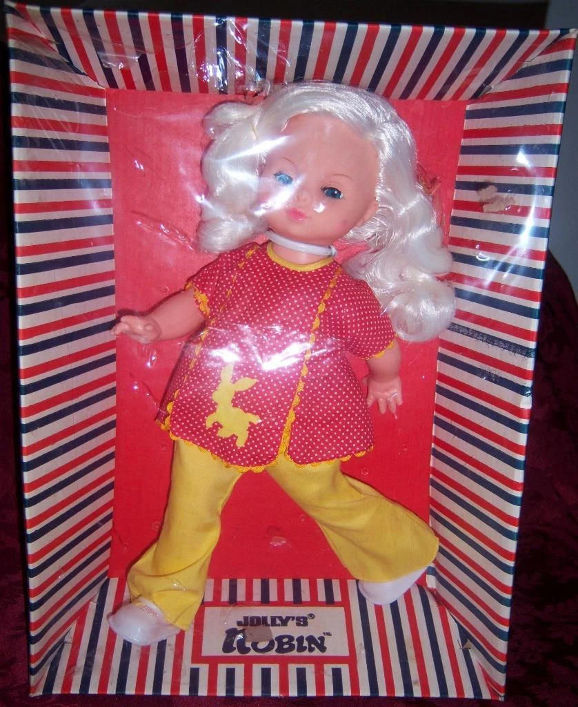 1960 s Jolly Toys Co ROBIN Doll NRFB Original Clothes Platinum