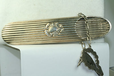 VICTORIAN ANTIQUE STERLING SILVER EYE GLASSES CHATELAINE CASE