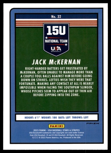 2023 Panini Stars & Stripes JACK MCKERNAN BRONZE SILVER & GOLD PRIZM #32 - Picture 2 of 2
