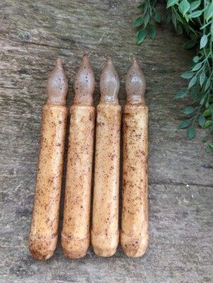 SET 4 Burnt Ivory / Cinnamon Taper NON TIMER Candle 6'' battery operated