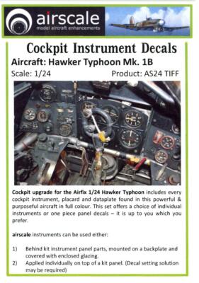 Airscale Decals 1/24 HAWKER TYPHOON Mk.1B INSTRUMENT PANEL DECALS