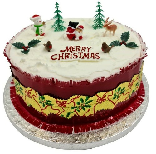 5 piece SET Merry Christmas Cake Decorations yule log