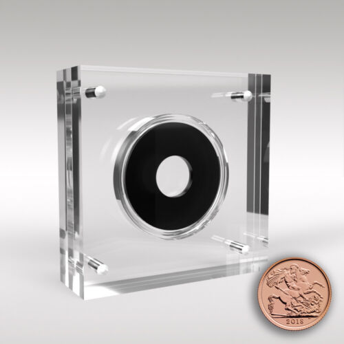 Half Sovereign Coin Acrylic Coin Display Case Holder - Afbeelding 1 van 8