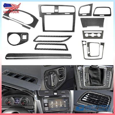 15X Full Set Carbon Fiber Interior Dashboard Cover For VW Golf 7 GTI MK7 2014-19
