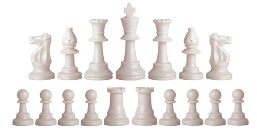 Aqua & White Chess Pieces 20" Brown Vinyl Board - Single Weight Chess Set - Picture 3 of 4