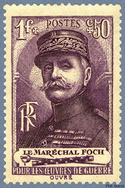 Toile tableaux timbre poste maréchal foch poster mural vintage grand format 50x70