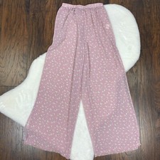 Nasty Gal Wide Leg Pants 6 Floral Sheer Side Slits Elastic Waist Pink Women's