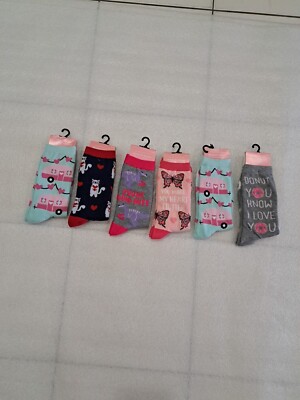 Novelty Socks VALUE PACK 6 Pair Multi-Color Ladies Shoe Size 4 - 10 New