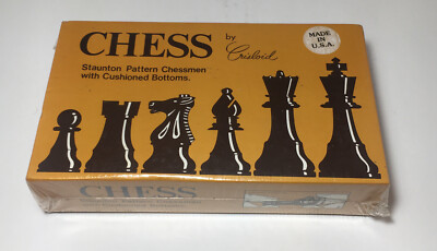 Vintage Crisloid Staunton Pattern Chessmen Cushioned Bottoms USA New Old Stock