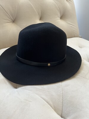 Rag Bone Floppy Brim Fedora Wool Hat Black Sz M