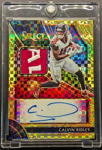 CALVIN RIDLEY Auto 2019 Select Gold Checker Power Prizm Sick Logo Patch ...