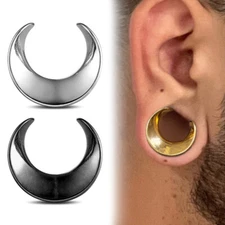 2PCS Moon Ear Saddle Plugs Hangers Ear Gauges for Stretched Lobe Ear Tunnels