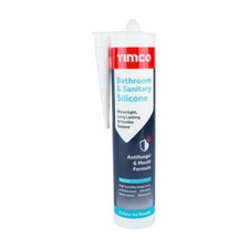 Timco Bathroom Sanitary Silicone White 300ml Watertight Sealant Antifungal Mould