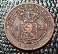 PAYS-BAS Indes Néerlandaises 1 CENT 1858 Roi WILLEM III Cuivre 24 mm