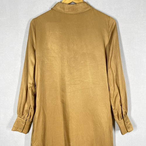 Elka Collective midi shirt dress size 8 golden silky long sleeves special event - Picture 12 of 12