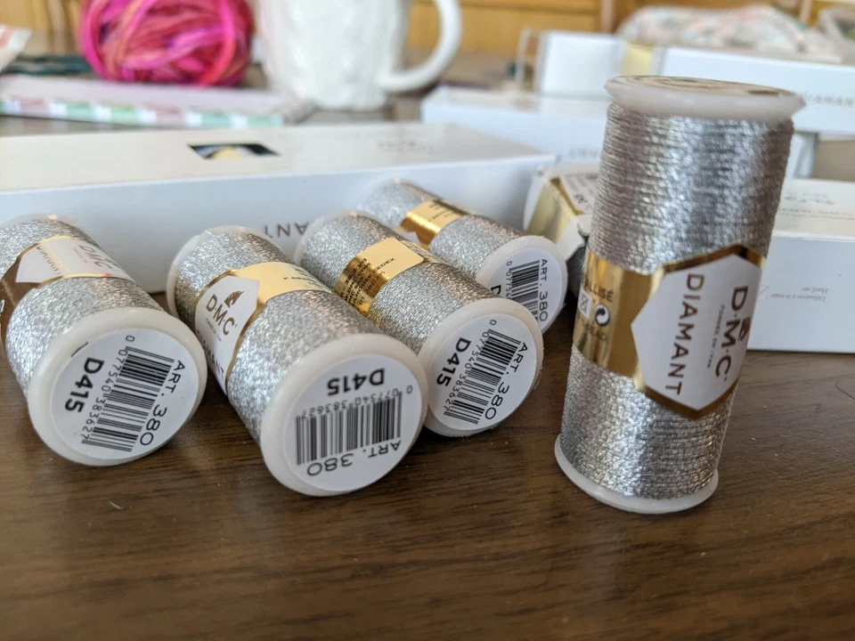 DMC Diamant Sparkle Thread 38.2yd a spool. box of 6. Color d415 - Image 2 of 2