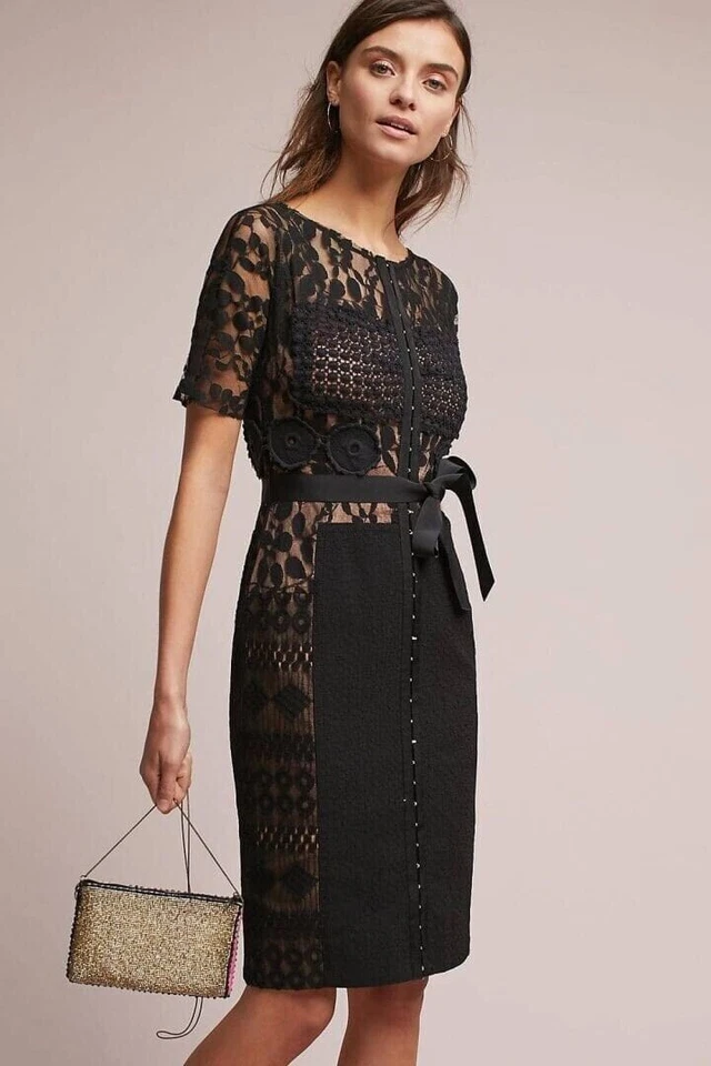 Anthropologie New  Byron Lars Carissima Sheath Dress Black Size 16P NWT - Image 3 of 4