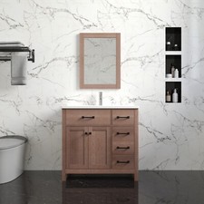 Wonline 36" Bathroom Vanity Cabinet Stone Top Ceramic Sink Combo Freestanding