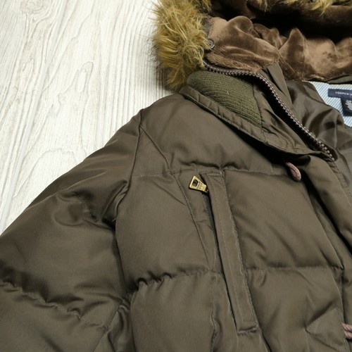 Tommy Hilfiger Down Coat Womens Small S/P Brown Faux Fur Trim Puffer Jacket - Picture 4 of 13