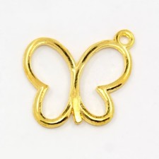 10 Butterfly Charms Shiny Gold Pendants Insect Spring Findings Open Jewelry