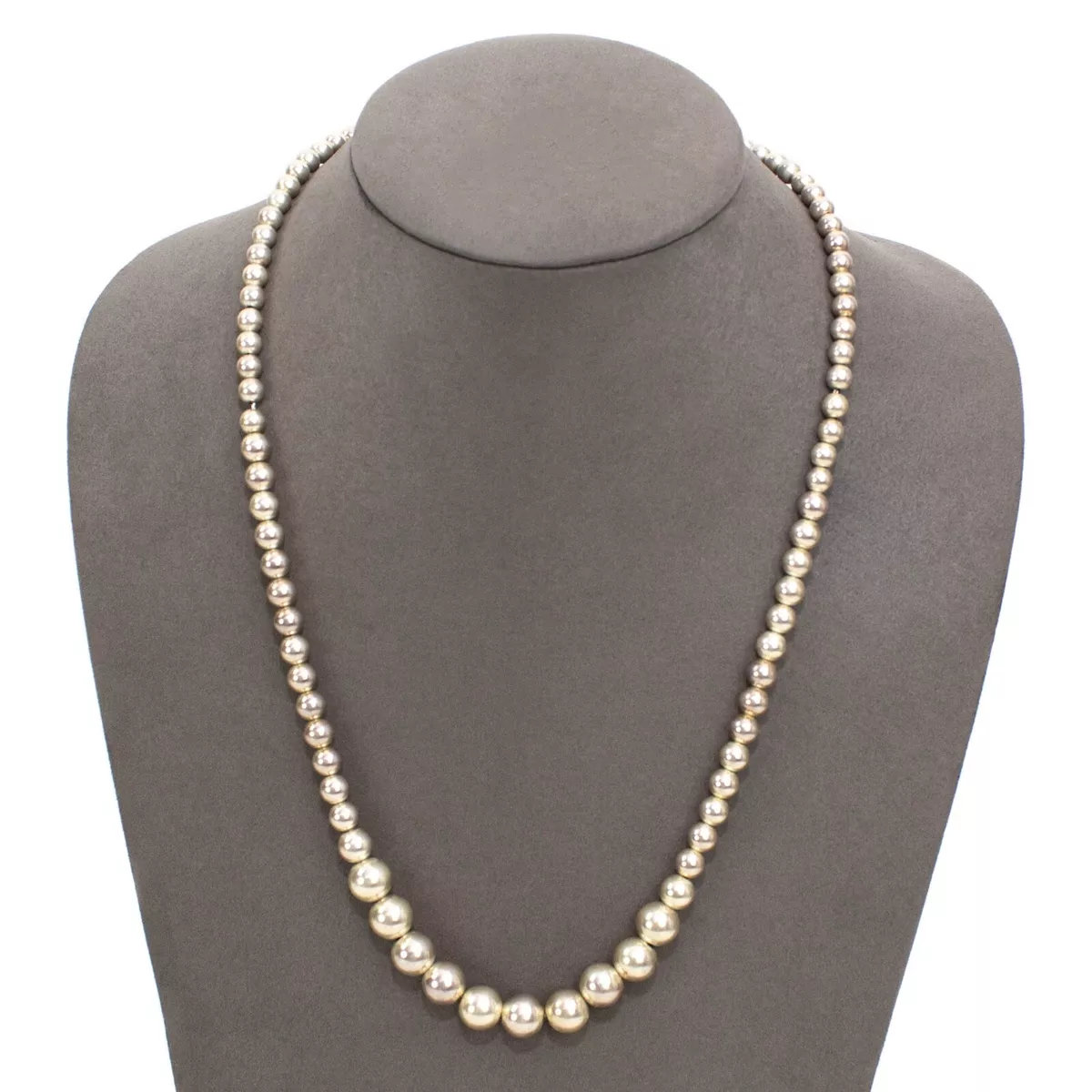 Vintage Sterling Silver 925 Graduated Bead Beads Chain Necklace