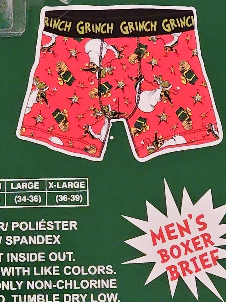 Roupa de dormir masculina Dr. Seuss How The Grinch Stole Christmas Boxer Briefs P nova na caixa - Imagem 3 de 3