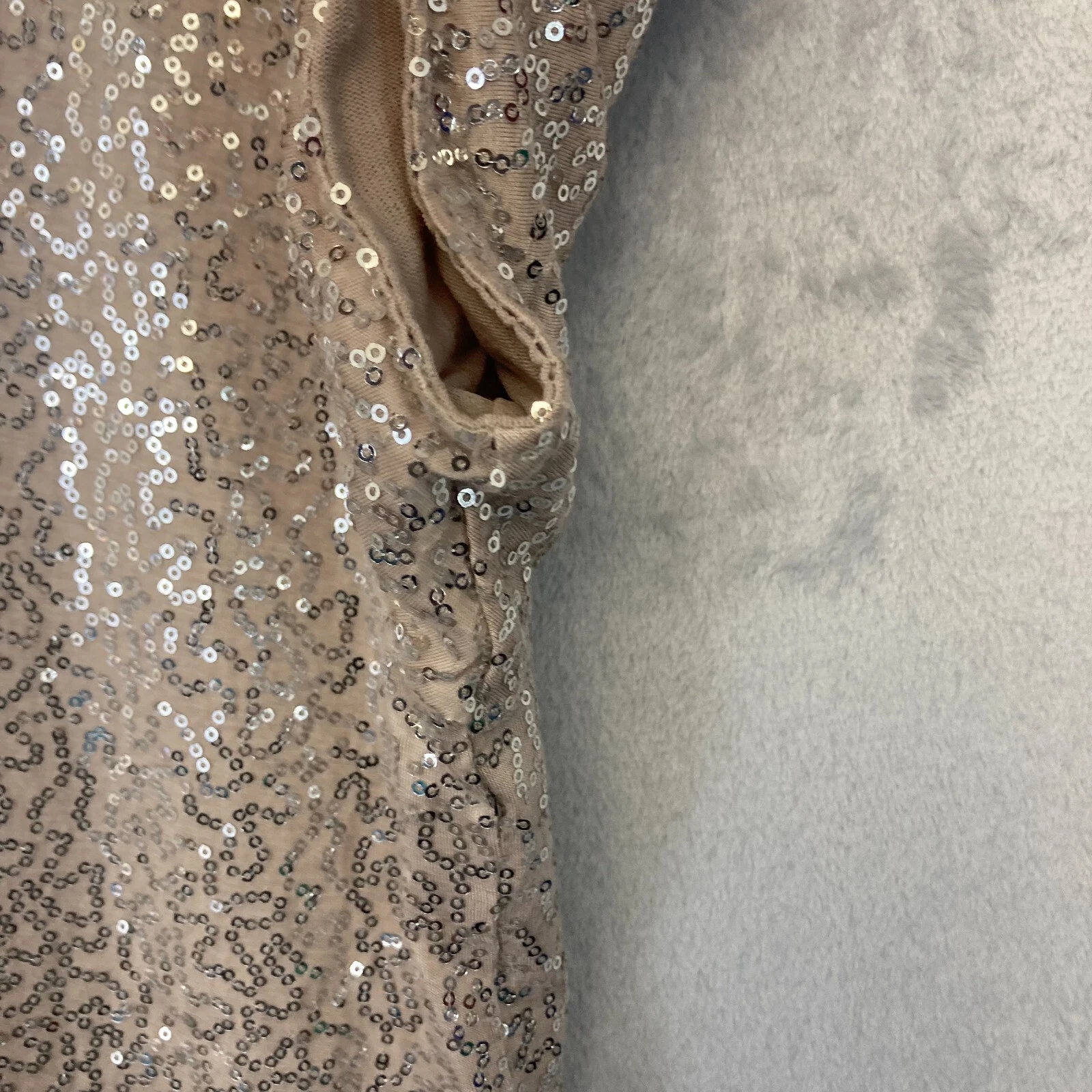 UNDERCOVER Victorias Secret abito tubino con paillettes donna taglia small beige argento mini corto