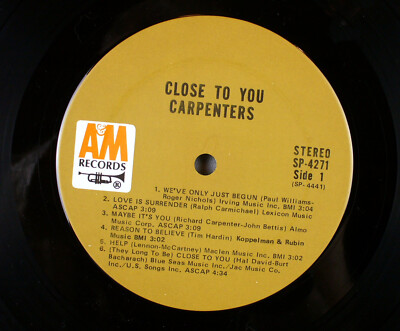 CARPENTERS LP VINYL CLOSE TO YOU A&M SP 4271 RECORD ALBUM | eBay